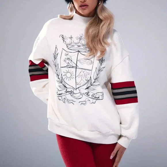 White Christmas Women's Oversized Emblem Graphic Sweatshirt - Picture 1 of 3